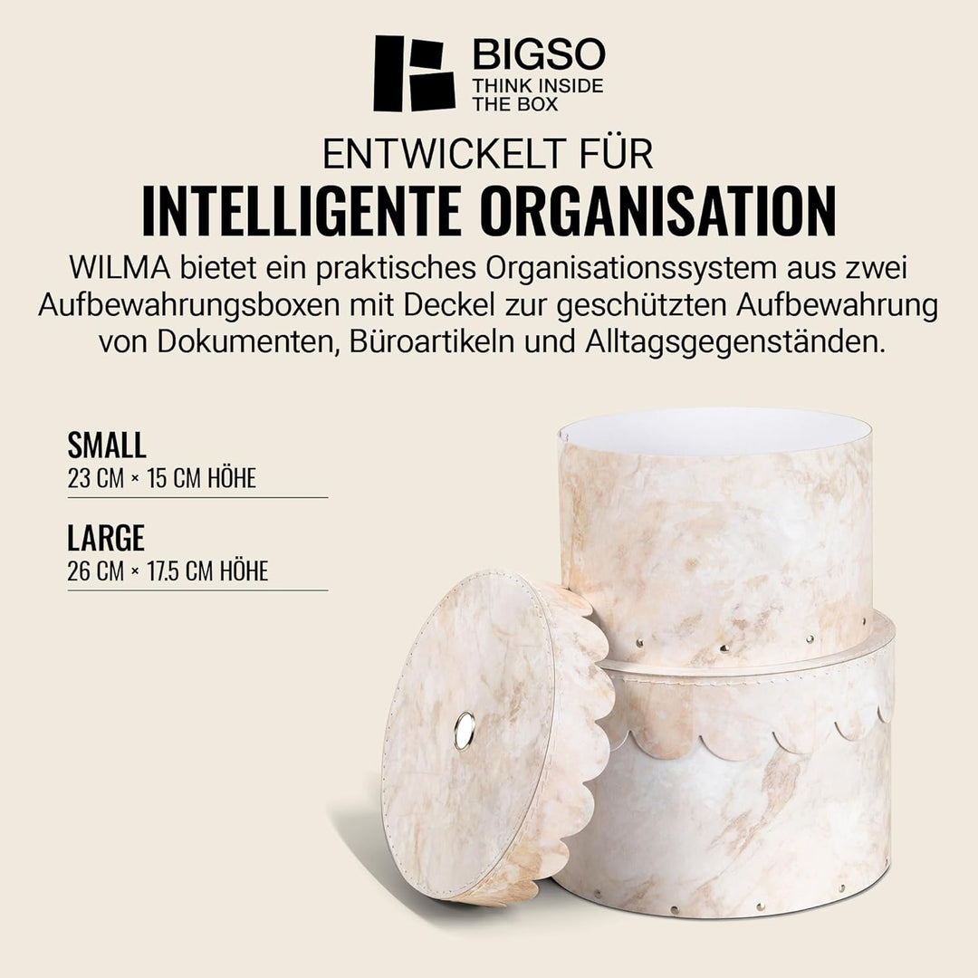 BIGSO WILMA 2er-Set runde Aufbewahrungsbox mit Deckel – Ordnungsbox mit Deckel für Kleidung, Spielze