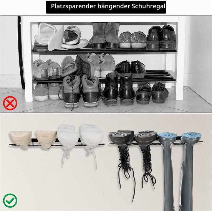 QWORK® 3 Stück Wand-Schuhregal – Metallständer für 6 Paar Schuhe – Platzsparender Schuh-Organizer fü