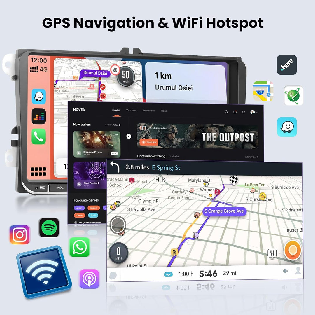 Hikity 2+64GB Android 15 Autoradio CarPlay Android Auto Wireless für VW Golf 5 6 Passat Polo Tiguan