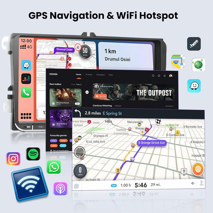 Hikity 2+64GB Android 15 Autoradio CarPlay Android Auto Wireless für VW Golf 5 6 Passat Polo Tiguan