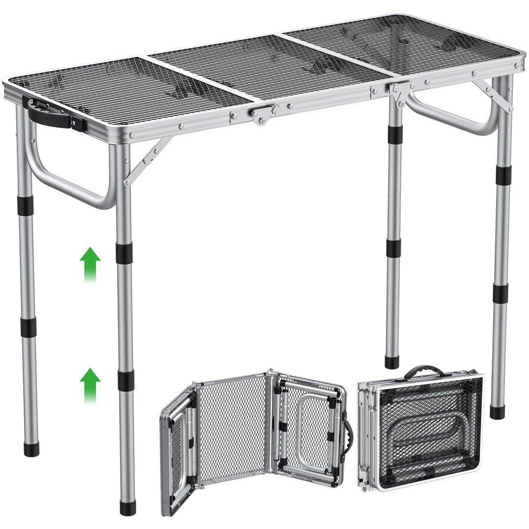 GARLLEN Grilltisch klappbar, 87x40cm & 3 Höhenverstellbar(26/48/70cm), Leicht und Tragbar, Klapptisc