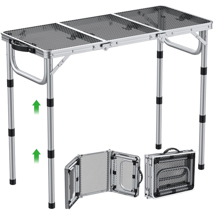GARLLEN Grilltisch klappbar, 87x40cm & 3 Höhenverstellbar(26/48/70cm), Leicht und Tragbar, Klapptisc