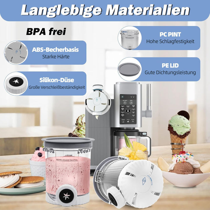 Für Ninja Creami Deluxe Pints und Deckel, kompatibel mit Ninja NC501 NC500 Serie 11-in-1 Creami De