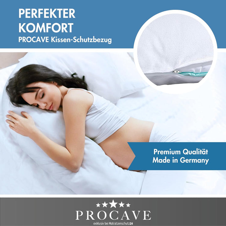 PROCAVE Feinflanell - Schutzbezug für Seitenschläfer-Kissen in der Grösse 40 x 145 cm aus 100% Baumw