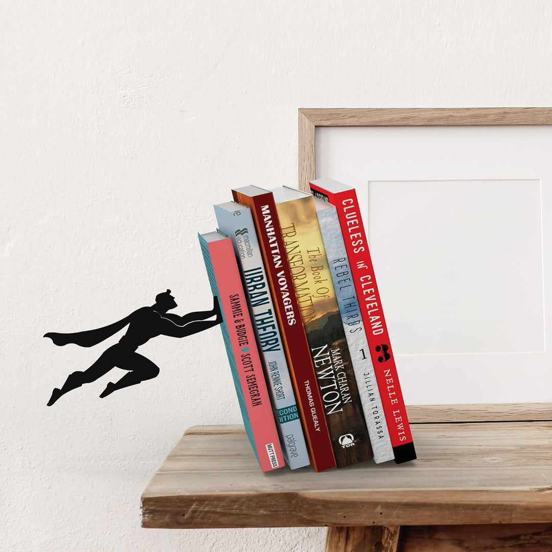 Stylische Metall Buchstütze in Schwarz - Bücherhalter für jeden Winkel, Regalbrett, Schreibtisch, De