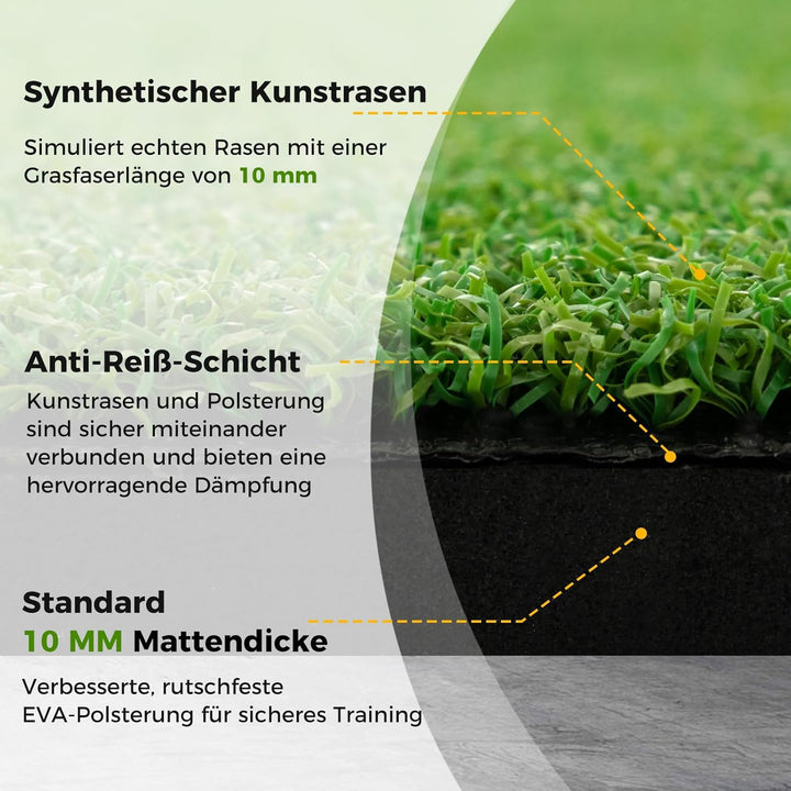 COSTWAY Golf Abschlagmatte, Golf Übungsmatte inkl. 2 Gummi-Tees und 2 Ausrichtungsstäbe, Golfmatte m