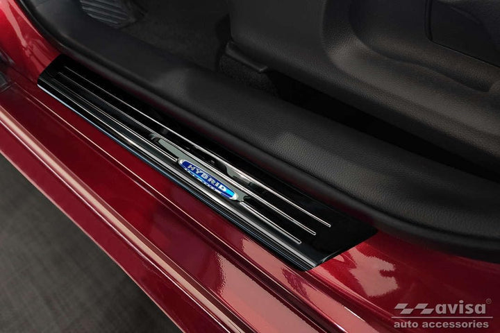 Black Inox door sill protectors compatible with Toyota Yaris IV Hatchback 2020- 'Hybrid' - 4-pieces