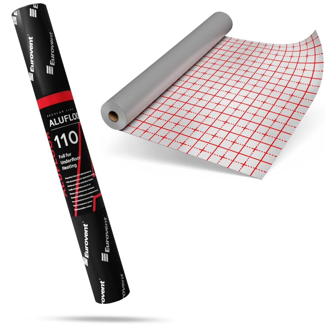 KAUFDAS 1,0m x 50lfm = 50 m² Eurovent ALUFLOOR für Fussbodenheizung Rasterfolie Fussbodenisolierung