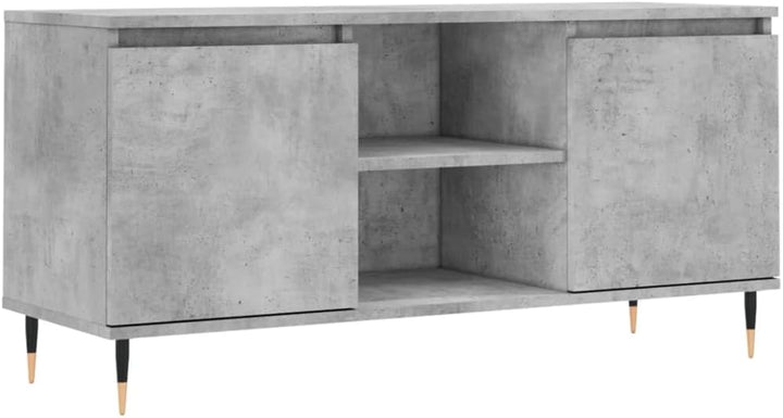 TV-Schrank, Zementgrau, 104 x 35 x 50 cm, mehrschichtiges Holz, Eisen, Fernsehschrank, niedrig, mit