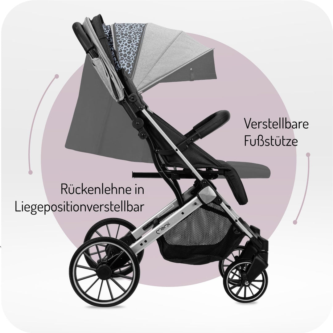 MoMi ESTELLE PLUS LIGHT Kinderwagen ab 6. Monat (bis 22 kg), klappbarer Buggy mit 5-Punkt-Sicherheit