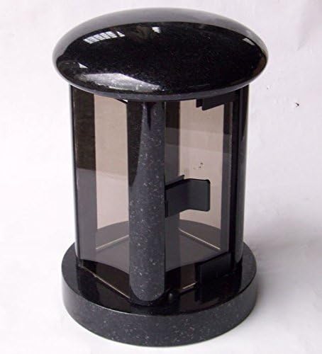 designgrab Grablampe Tao und Grabvase Elegance XL aus Granit Schwedisch Black