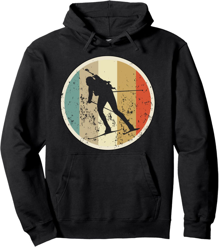 Biathlon Biathlet Ski Langlauf Skiläufer Retro Vintage Sport Pullover Hoodie