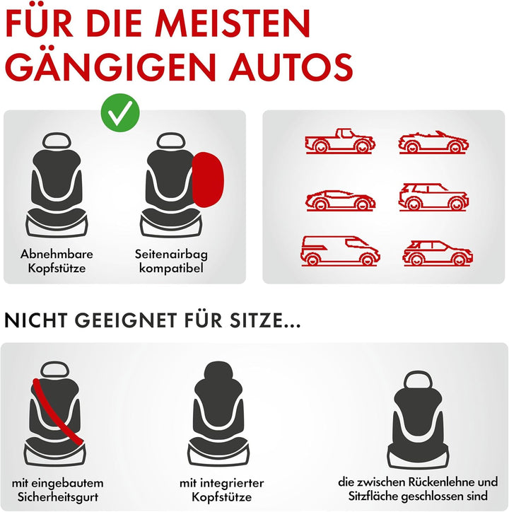 Walser Auto-Sitzbezug Manhay mit Reissverschluss, 2 Vordersitzbezüge, Zipp-IT Schonbezüge-Auto, Univ