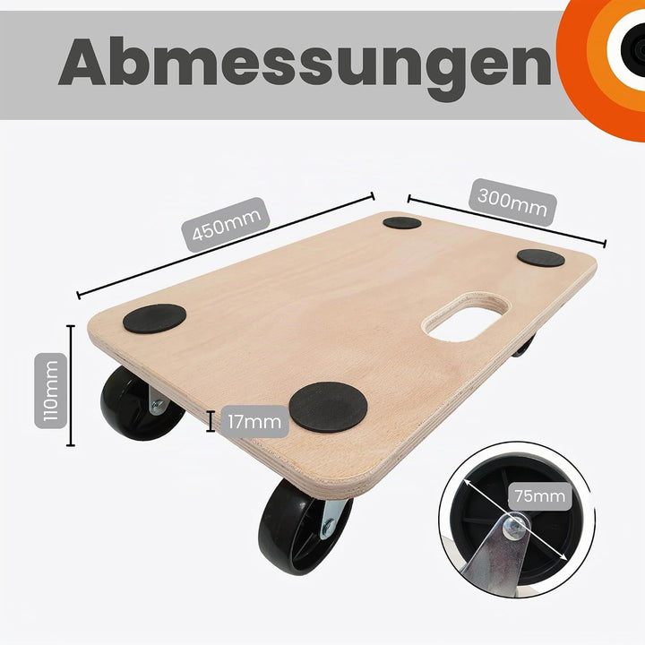 Move-It Plattformwagen mit Griffpolstern, robuster rutschfester Transportrollwagen zum Bewegen von M