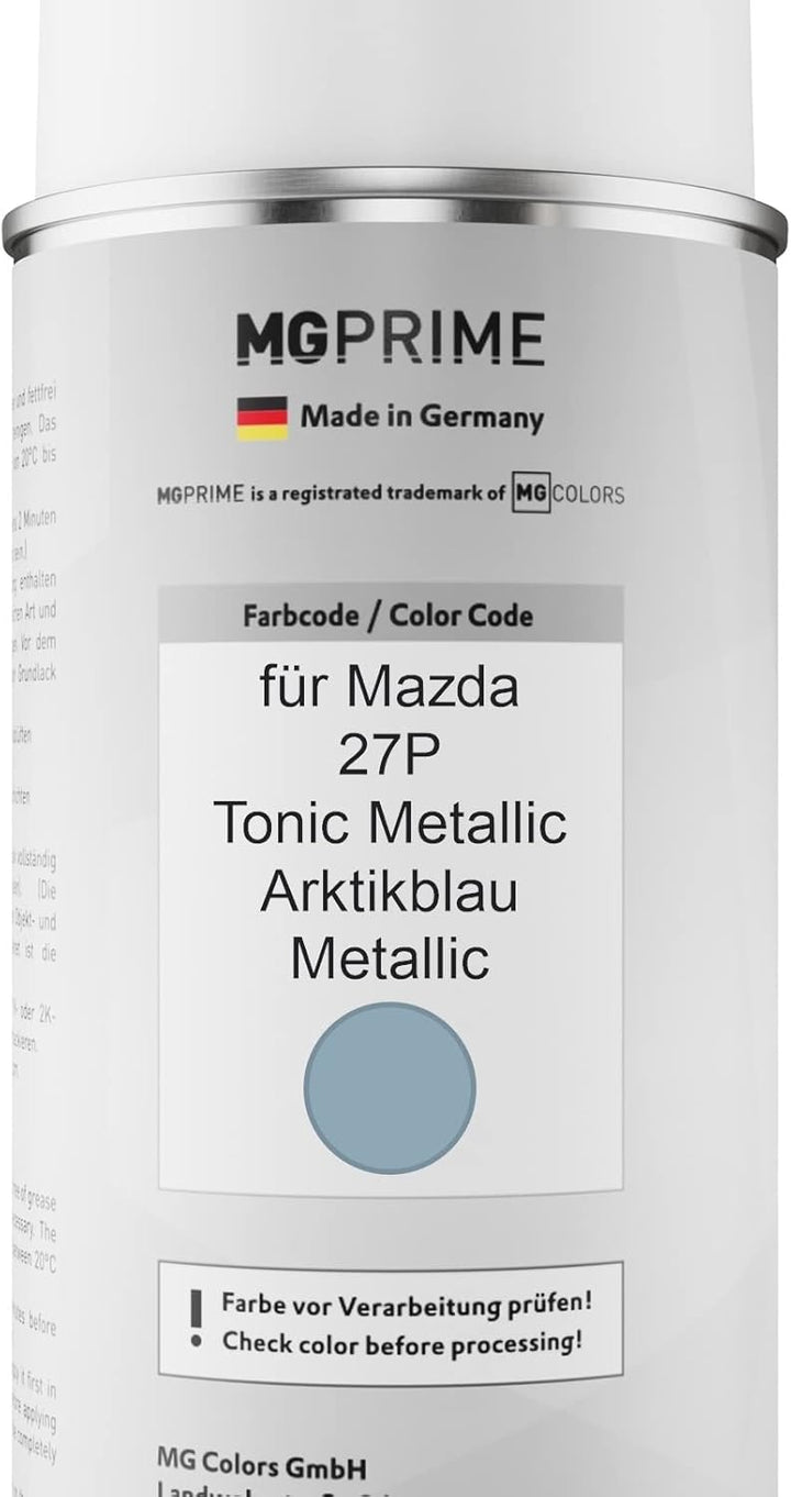 MG PRIME Autolack Sprühdosen Set für Mazda 27P Tonic Metallic/Arktikblau Metallic Basislack Klarlack