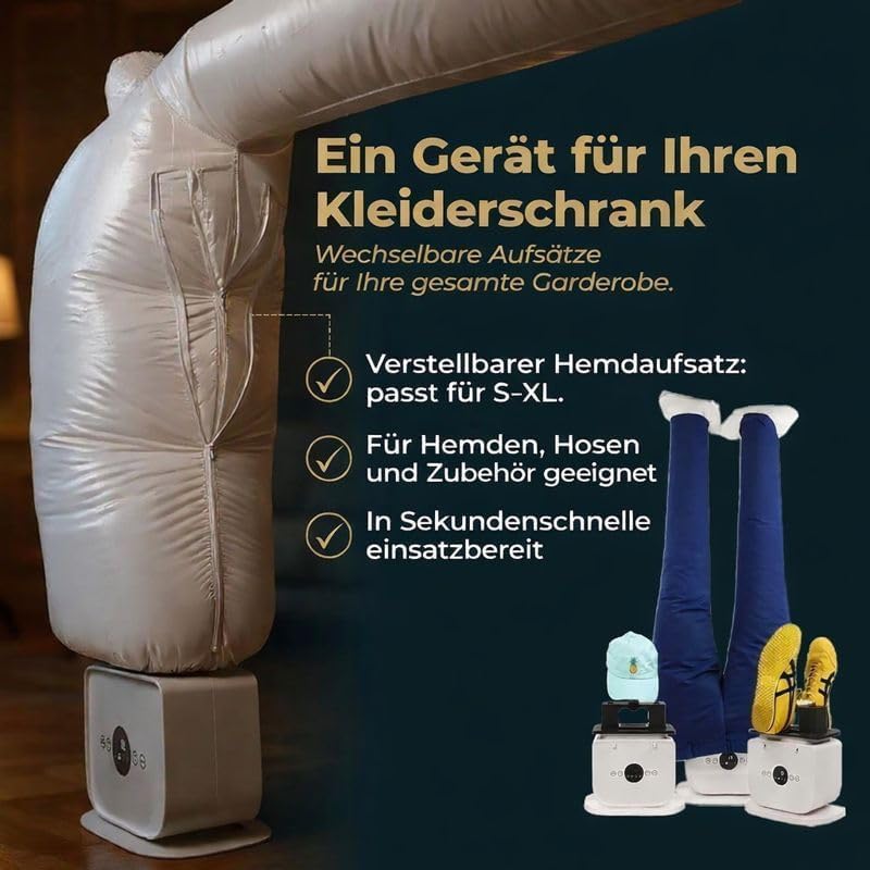 Automatischer Heissluft-Trockner & Bügelautomat – Faltenfrei für Hemden und Hosen – Schonend für all