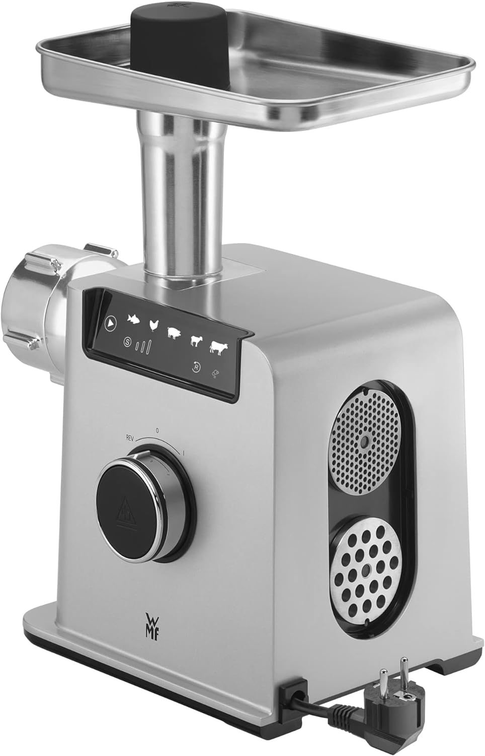 WMF Profi Plus Fleischwolf elektrisch, Wurstfüllmaschine, Rücklauf, 3 Lochscheiben, Kebbe- und Sprit