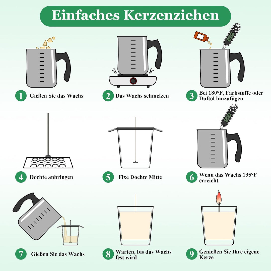 pojifi Kerze machen Kit Zubehör für Anfänger, Soja-Wachs DIY Kerze machen für Erwachsene, mit 900ml