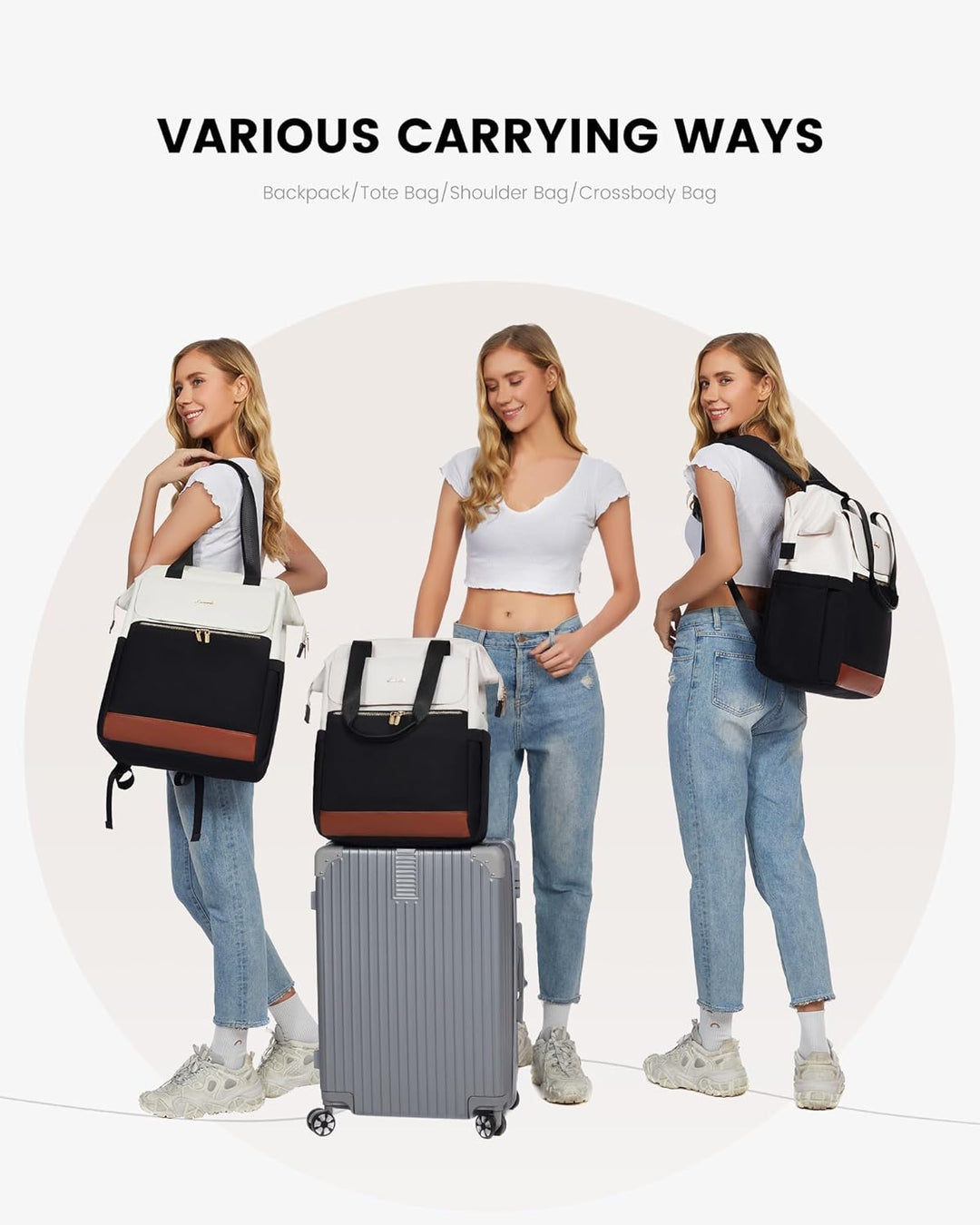 LOVEVOOK Rucksack Damen, Laptop Schulrucksack Teenager Wasserdicht, Schultasche Mädchen Arbeitstasch