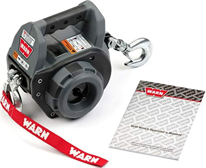 WARN 101570 Tragbare Handwinde mit 9 m Stahldrahtseil: 340 kg Zugkraft, grau. 340 kg. Kapazität Drah