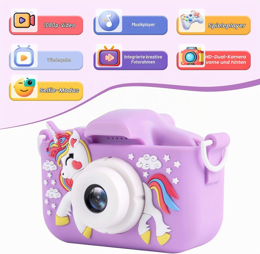 Kinder Kamera, 1080P 2,0-Zoll-Bildschirm Fotoapparat Kinder, 32GB SD-Karte USB Wiederaufladbare Self