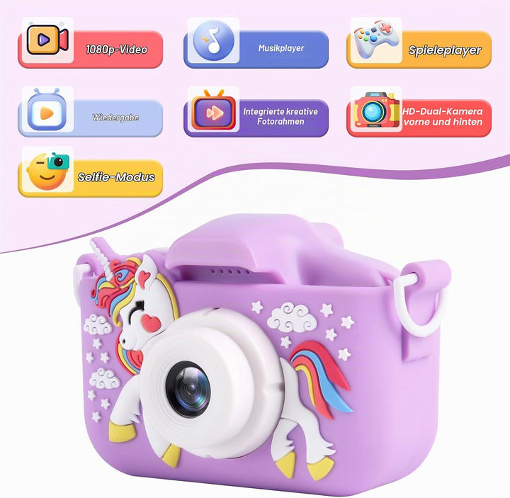 Kinder Kamera, 1080P 2,0-Zoll-Bildschirm Fotoapparat Kinder, 32GB SD-Karte USB Wiederaufladbare Self