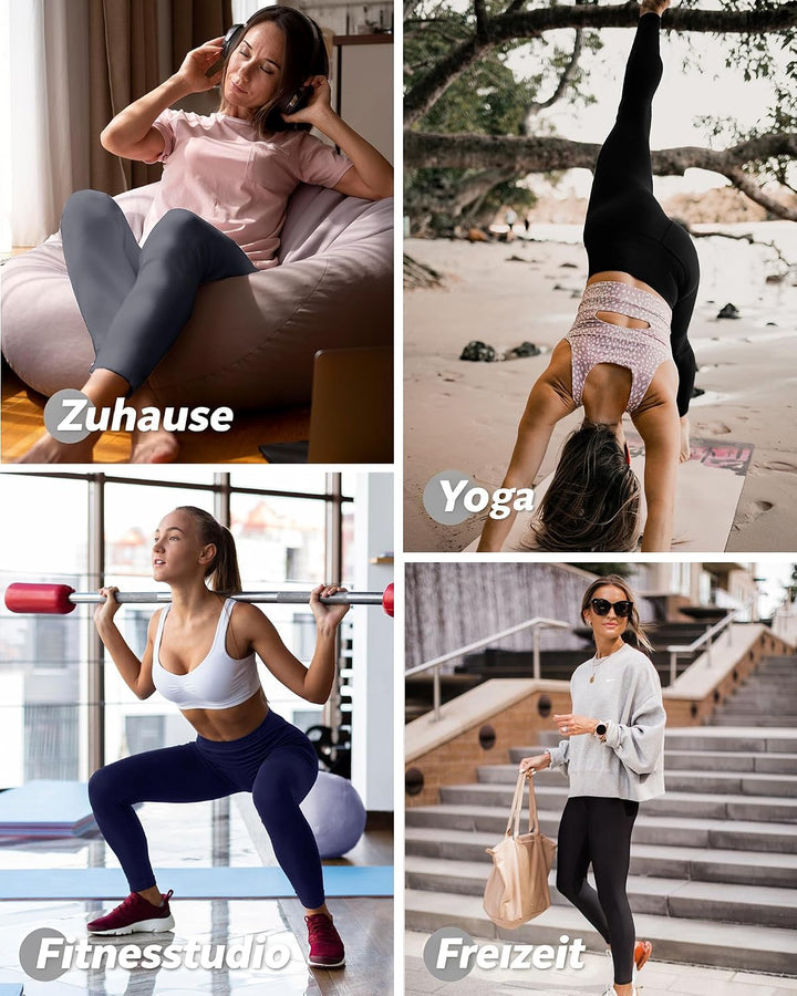 DDOBB 2er Pack Sport Leggings Damen High Waist Sportleggins Damen Lang Mit Taschen Gym Leggings Blic