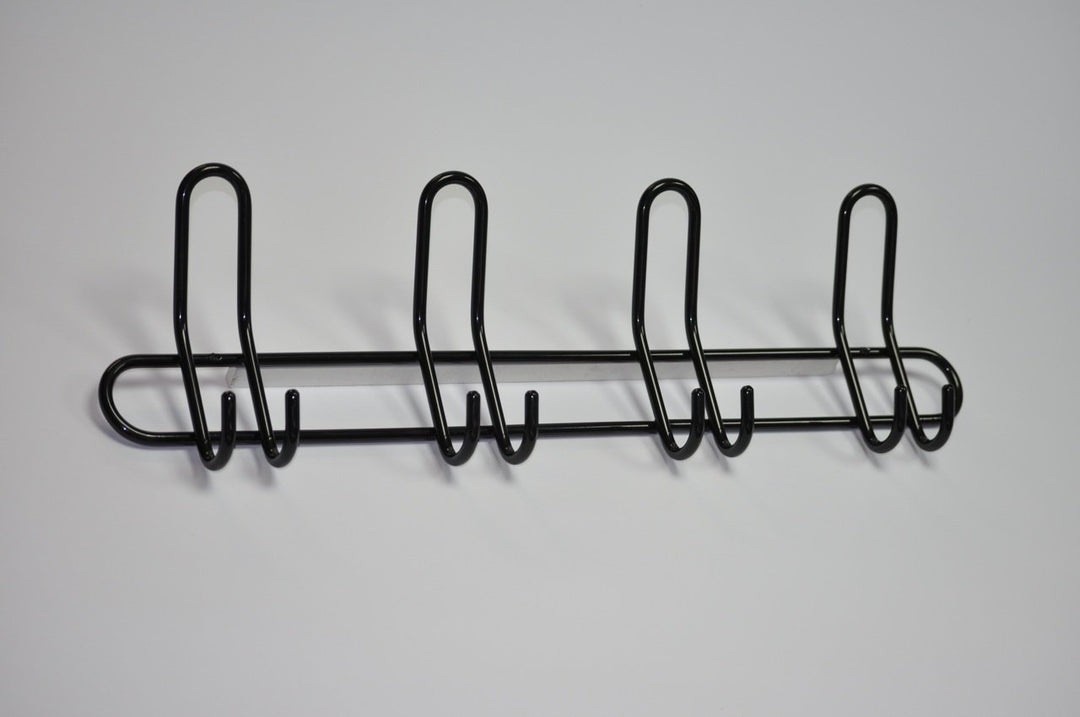Garderobe Hakenleiste Garderobenleiste Kleiderhaken Stahl schwarz mit 4 Doppelhaken 585 x 170 x 60mm