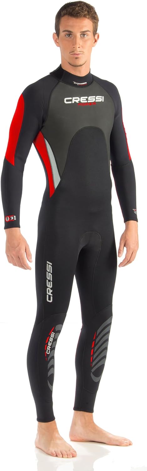 Cressi Morea Herren - Neoprenanzug 3mm für alle Wassersportarten L/4 Schwarz/Rot/Silber, L/4 Schwarz