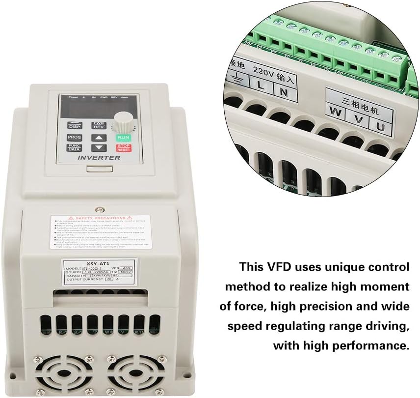 Tosuny VFD Frequenzumrichter, VFD Drehzahlregler Inverter Motor 220 V Einphasen Frequenzumrichter VF