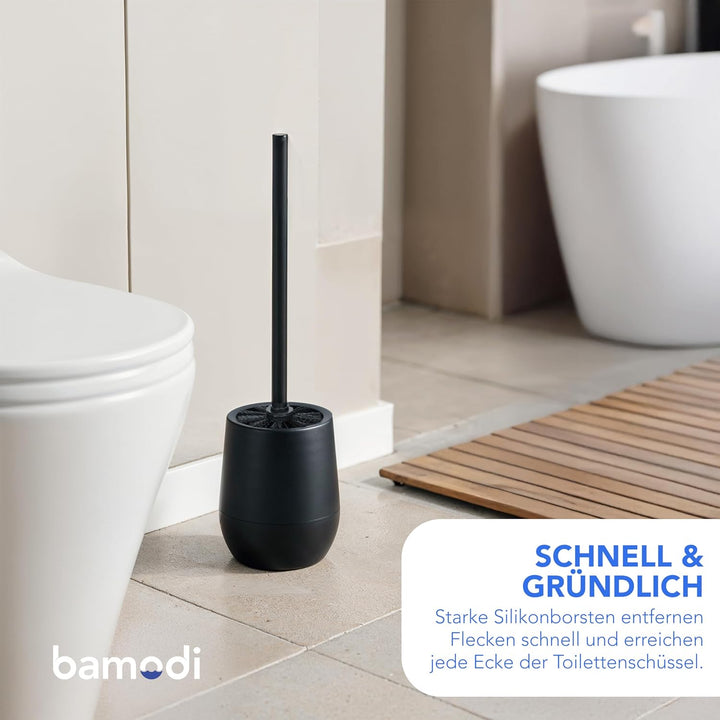 Bamodi Klobürste Schwarz WC-Bürsten und Halter - Toiletten Silicon Brush - Toilettenbürste mit steif
