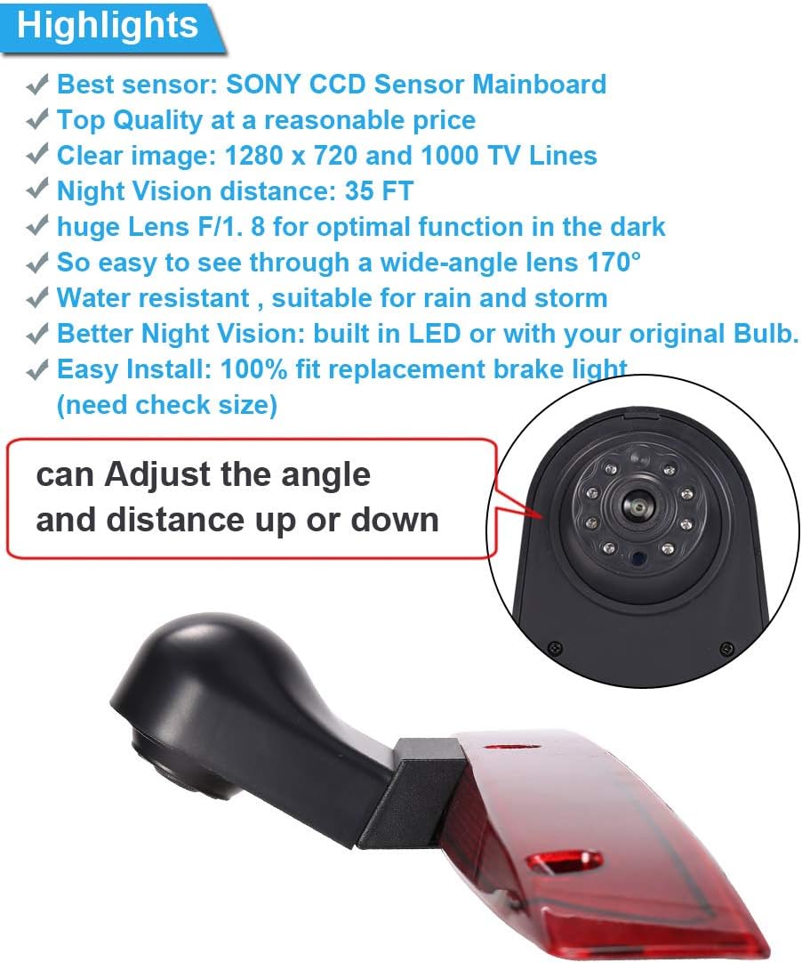 「Rückfahrkamera Transportster + 7 Zoll TFT LCD Bildschirm Auto Monitor」Bremsleuchte Auto Dach Rückfa