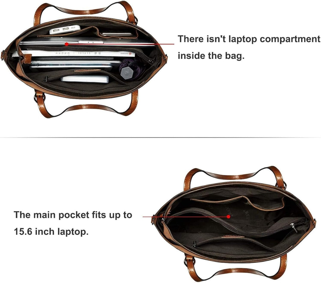 S-ZONE Damen 3-Way Schultertasche Vintage Echtleder Shopper Grosse Mode Laptop Arbeitstasche Umhänge