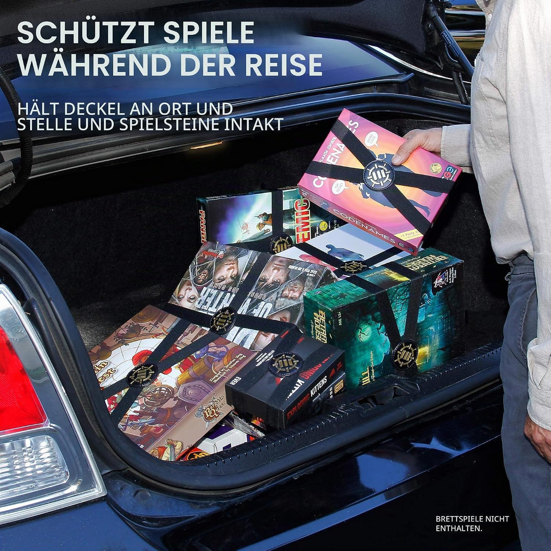 ENHANCE Brettspielbänder - Elastische Boxbänder Mit Haltbarem Strukturiertem Griff Für Brettspielbox