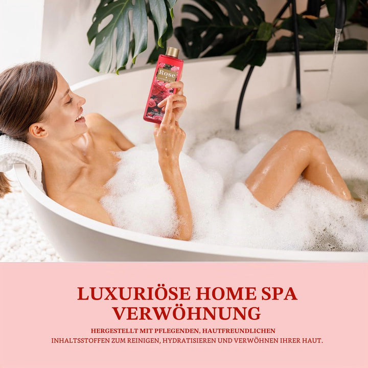 SPA LUXETIQUE Wellness Set für Frauen - 8tlg Rosenduft Bade Geschenkset mit Duschgel,Bodylotion,Scha