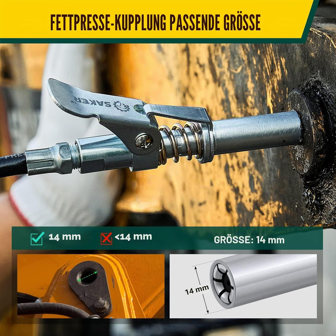 Saker Fettpressenkupplung, kompatibel mit allen Fettpressen, 0,3 cm NPT-Armaturen (geeignet für Durc