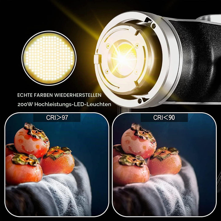 GVM 200W LED Videoleuchte mit Softbox, Bowens 3200K-5600K LED videolicht mit Stativ, APP und DMX Ste