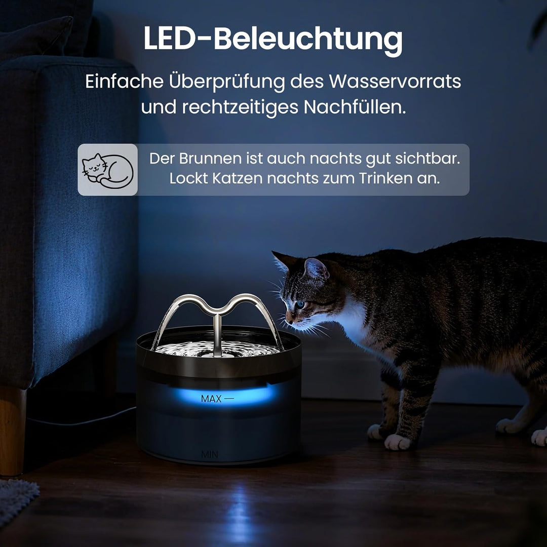 DOOOB Katzentrinkbrunnen, 2,1L Katzen Trinkbrunnen, Katzenbrunnen mit Ultra-Leiser Pumpe, Automatisc