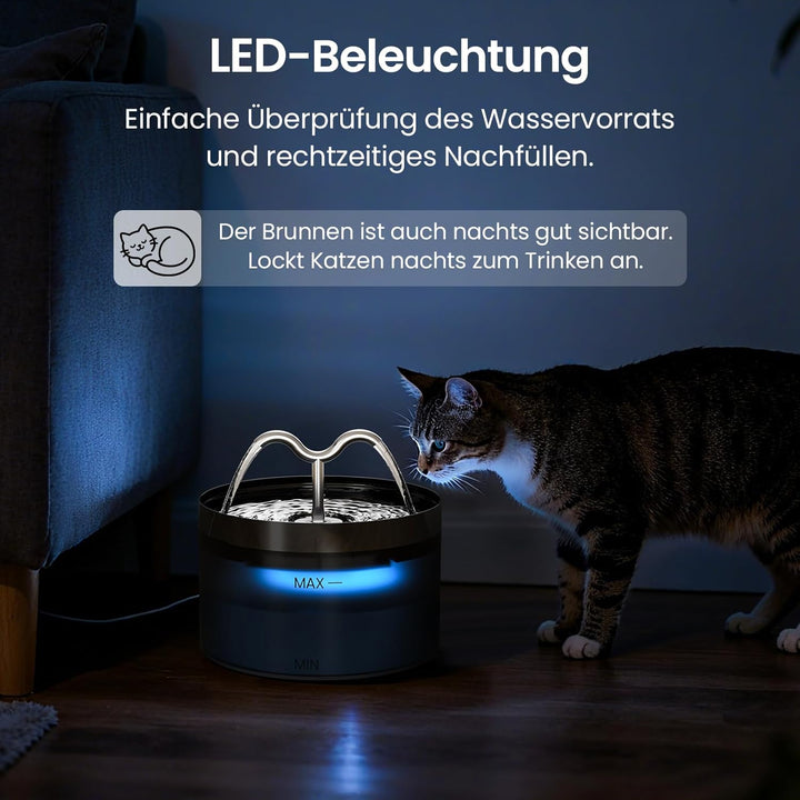 DOOOB Katzentrinkbrunnen, 2,1L Katzen Trinkbrunnen, Katzenbrunnen mit Ultra-Leiser Pumpe, Automatisc