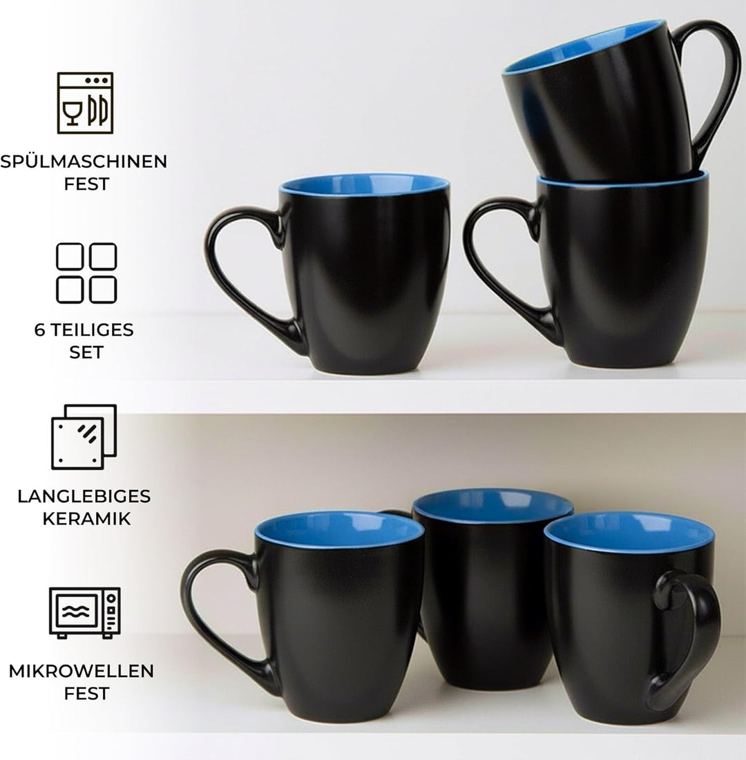 MIAMIO - 6 x 350 ml Kaffeetassen/Kaffeebecher Set - Tassen Set 6er Modern - Le Papillon Kollektion (