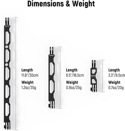 NEEWER Aluminiumlegierung Verlängerungsarm (11,8"/6,5"/3,3") Action Kamera Set mit 3 Rändelschrauben