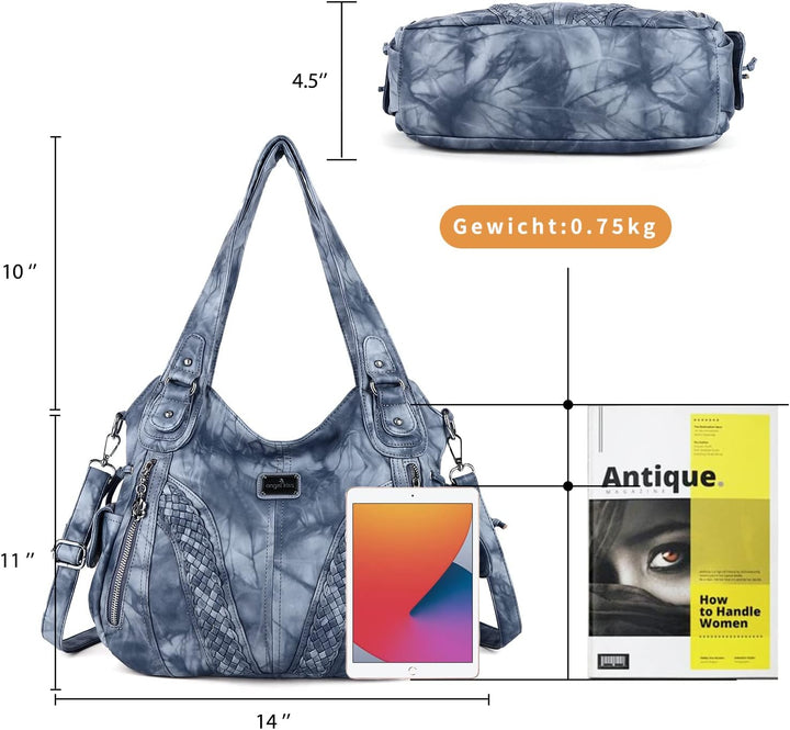 angel kiss Handtasche Damen Schultertasche Multifunktionale Umhängetaschen Wasserdicht PU Veganes Le