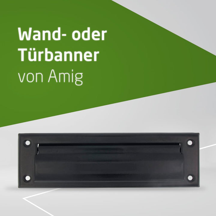 Amig - Briefkastenschlitz Schwarz Mod. 1 - Klappe für Wände oder Türen - Briefsammler mit Stahldecke