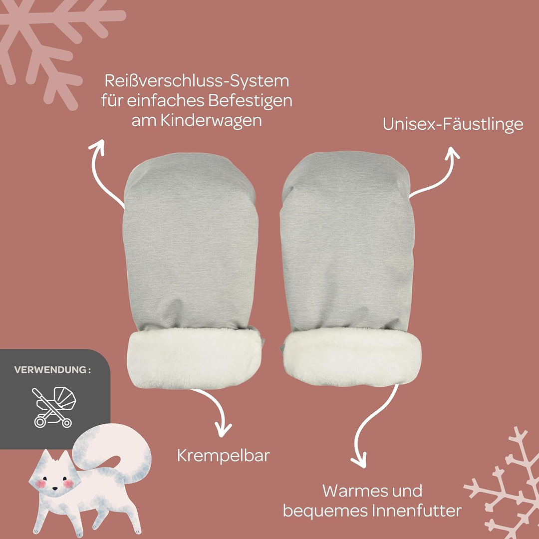 BÉABA, Fäustlinge/Handschuhe/Schutzhandschuhe für Kinderwagen, Regen-/Schneeschutz, Reissverschluss,