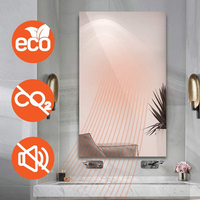 Infrarotheizung Spiegel 580 Watt - Spiegelheizung Infrarot - Badspiegel 100x60 CM - Badezimmerspiege