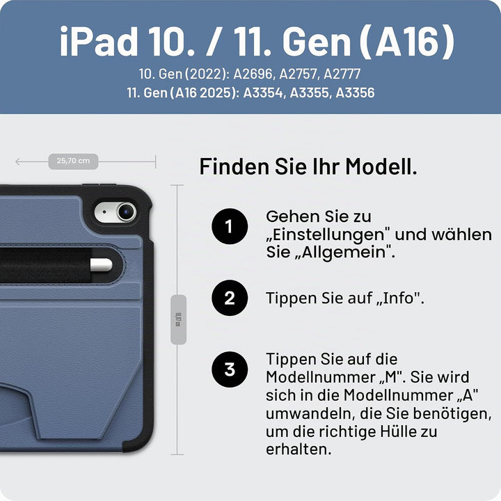 ZUGU iPad 10.9 Hülle 2022 10. Generation, schlanke Schutzhülle 8 Winkel-Ständer magnetisch, Stifthal
