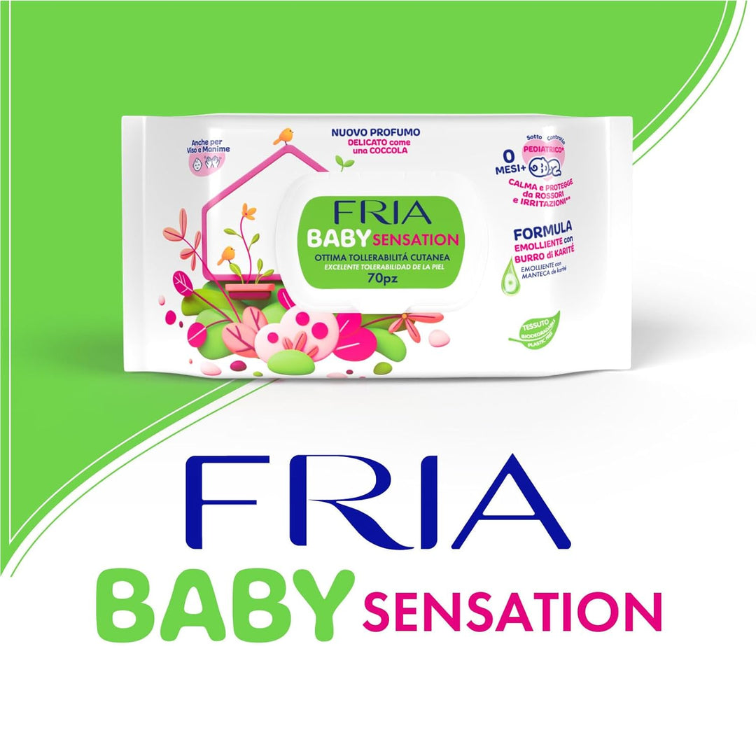 Fria Baby Sensation Wickeltücher, mit Sheabutter mit hautberuhigender Wirkung, dermatologisch getest