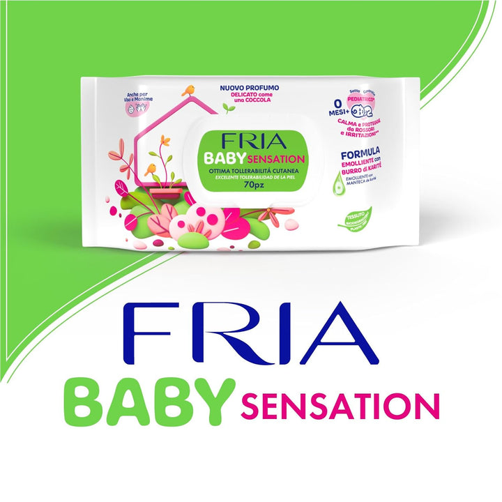Fria Baby Sensation Wickeltücher, mit Sheabutter mit hautberuhigender Wirkung, dermatologisch getest