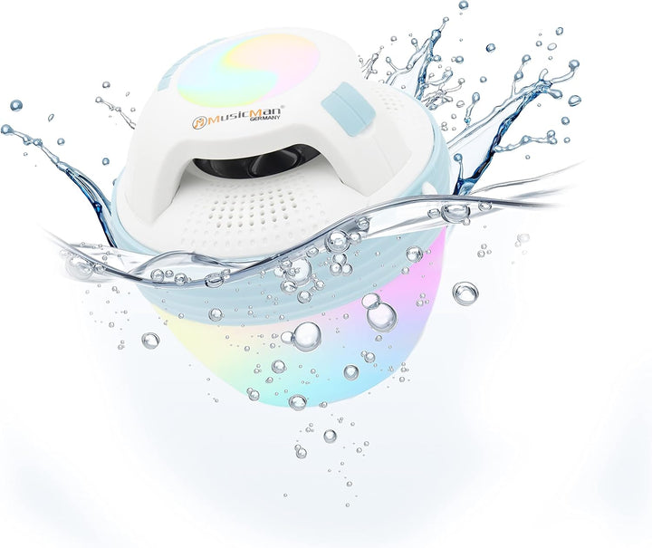 Musicman Pool-Lautsprecher BT-X60 - Tragbar, Kabellos und wasserdicht mit Bluetooth, 4 verschiedenfa