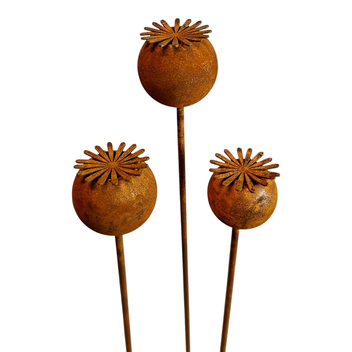3er Set Gartenstecker Sonnenhut Metall Rost Gartendeko Edelrost Rankstab Beetstecker Topfstecker Nat